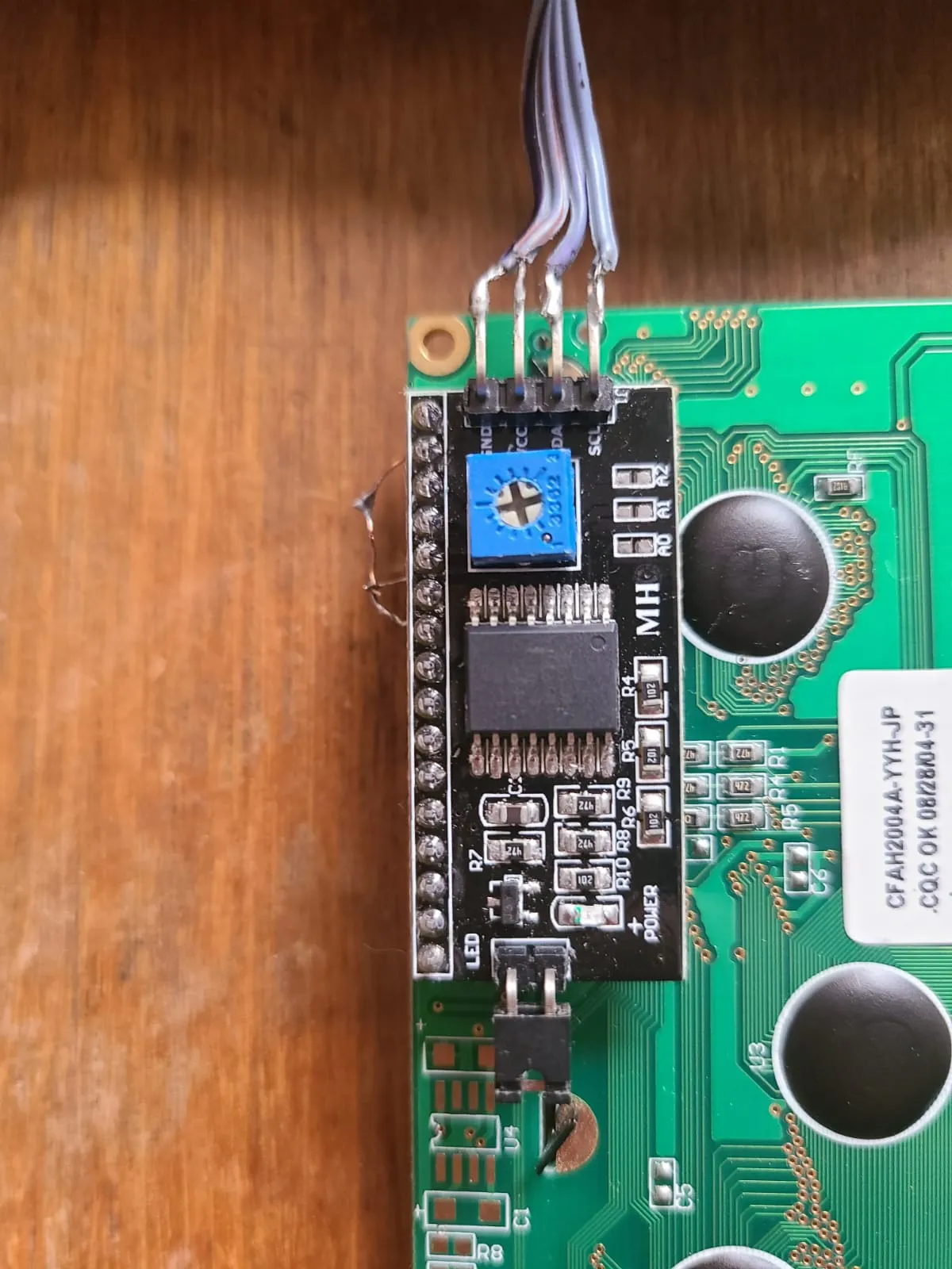 PCF8574 module connected to LCD Module back